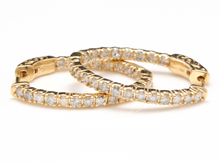 Load image into Gallery viewer, Exquisite 2.25 Carats Natural Diamond 14K Solid Yellow Gold Hoop Earrings