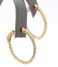 Load image into Gallery viewer, Exquisite 2.25 Carats Natural Diamond 14K Solid Yellow Gold Hoop Earrings