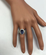 Load image into Gallery viewer, 5.15 Carats Natural Very Nice Looking Tanzanite and Diamond 14K Solid White Gold Ring