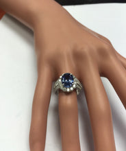 Load image into Gallery viewer, 5.15 Carats Natural Very Nice Looking Tanzanite and Diamond 14K Solid White Gold Ring