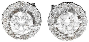 Exquisite .95 Carats Natural Diamond 14K Solid White Gold Stud Earrings