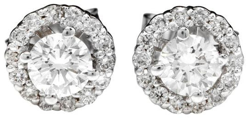 Exquisite .80 Carats Natural Diamond 14K Solid White Gold Stud Earrings