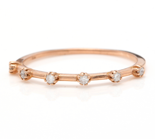 Splendid 0.10 Carats Natural Diamond 14K Solid Rose Gold Ring