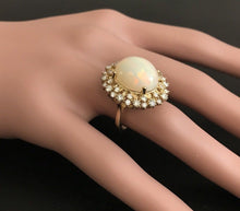 Load image into Gallery viewer, 8.65 Carats Natural Impressive Ethiopian Opal and Diamond 14K Solid Yellow Gold Ring