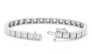 Very Impressive 3.20 Carats Natural Diamond 14K Solid White Gold Bracelet