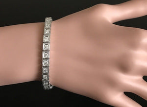 Very Impressive 3.20 Carats Natural Diamond 14K Solid White Gold Bracelet