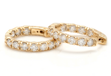 Load image into Gallery viewer, Exquisite 3.50 Carats Natural Diamond 14K Solid Yellow Gold Hoop Earrings