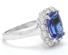 Load image into Gallery viewer, 5.00 Carats Natural Very Nice Looking Tanzanite and Diamond 14K Solid White Gold Ring