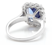 Load image into Gallery viewer, 5.00 Carats Natural Very Nice Looking Tanzanite and Diamond 14K Solid White Gold Ring