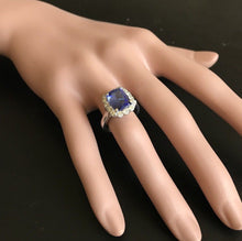 Load image into Gallery viewer, 5.00 Carats Natural Very Nice Looking Tanzanite and Diamond 14K Solid White Gold Ring