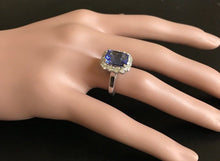 Load image into Gallery viewer, 5.00 Carats Natural Very Nice Looking Tanzanite and Diamond 14K Solid White Gold Ring