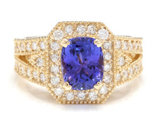 Load image into Gallery viewer, 3.60 Carats Natural Very Nice Looking Tanzanite and Diamond 14K Solid Yellow Gold Ring