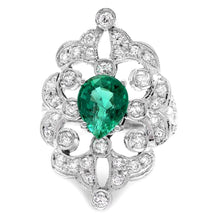 Load image into Gallery viewer, 3.25 Carats Natural Emerald and Diamond 14K Solid White Gold Ring