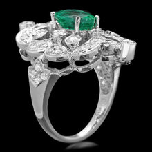 Load image into Gallery viewer, 3.25 Carats Natural Emerald and Diamond 14K Solid White Gold Ring