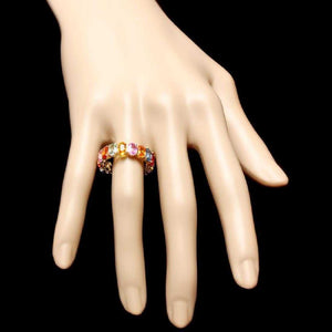 10.00 Carats Exquisite Natural Multi-Color Sapphire 14K Solid Yellow Gold Ring