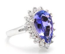 Load image into Gallery viewer, 6.50 Carats Natural Very Nice Looking Tanzanite and Diamond 14K Solid White Gold Ring