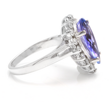 Load image into Gallery viewer, 6.50 Carats Natural Very Nice Looking Tanzanite and Diamond 14K Solid White Gold Ring