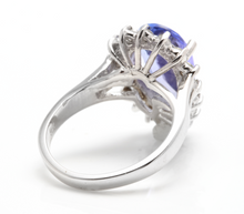 Load image into Gallery viewer, 6.50 Carats Natural Very Nice Looking Tanzanite and Diamond 14K Solid White Gold Ring