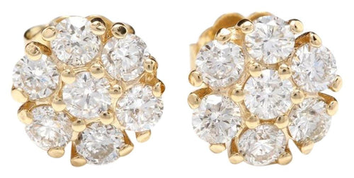 Exquisite 1.15 Carat Natural Diamond 14K Solid Yellow Gold Earrings