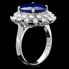 Load image into Gallery viewer, 7.85 Carats Exquisite Natural Blue Sapphire and Diamond 14K Solid White Gold Ring