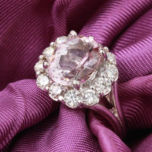 Load image into Gallery viewer, 3.70 Carats Exquisite Natural Morganite and Diamond 14K Solid White Gold Ring