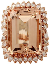 Load image into Gallery viewer, 27.25 Carats Exquisite Natural Peach Morganite and Diamond 14K Solid Rose Gold Ring