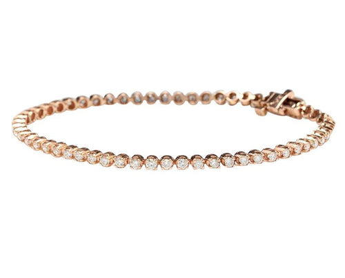 Very Impressive 2.32 Carats Natural Diamond 14K Solid Rose Gold Bracelet